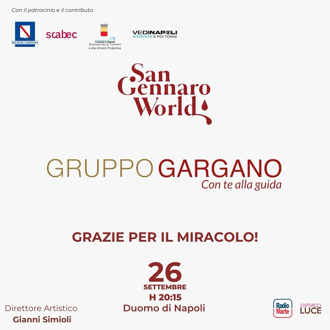 Gruppo Gargano sponsor della XII edizione del Premio San Gennaro World 2024